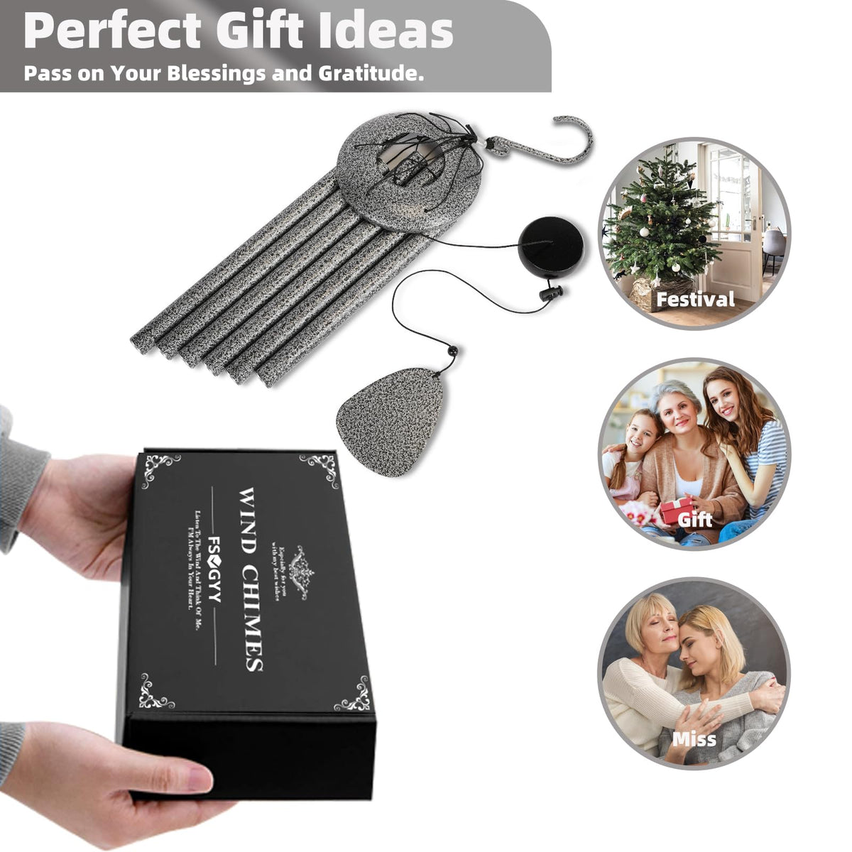 FSVGYY durable wind chimes with fluorocarbon coating and nylon cord for long-lasting beauty