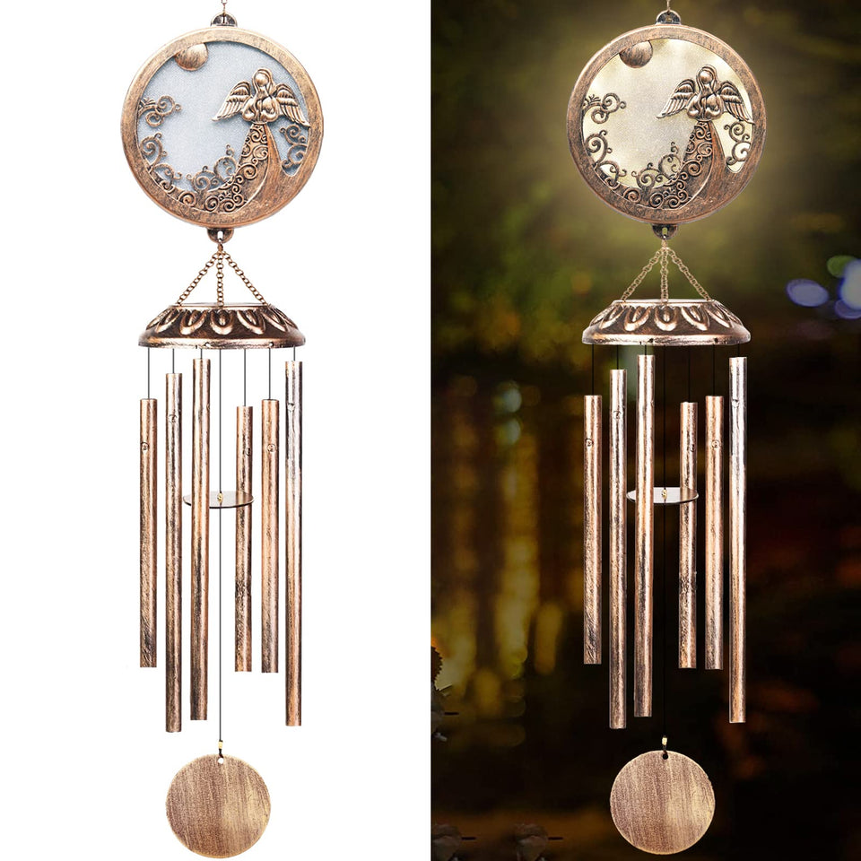 FSVGYY solar angel wind chime outside enhances garden ambience with gentle sound