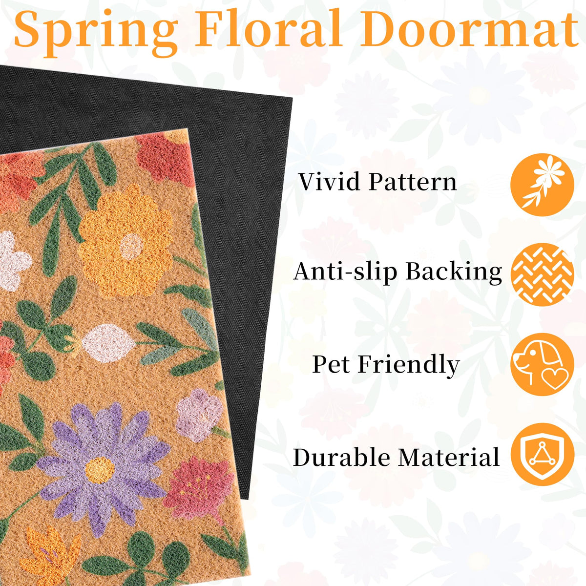Fttoyoly artificial-coir mat with non-slip backing stays put at thresholds