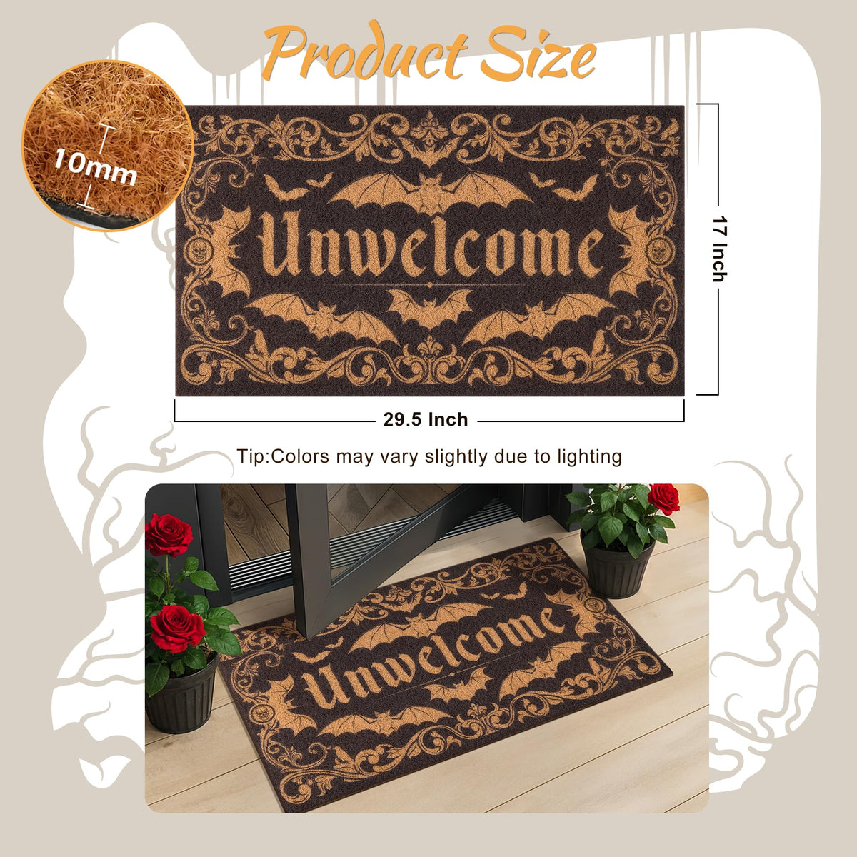 Fttoyoly doormat with bold Unwelcome lettering helps keep mud outside.
