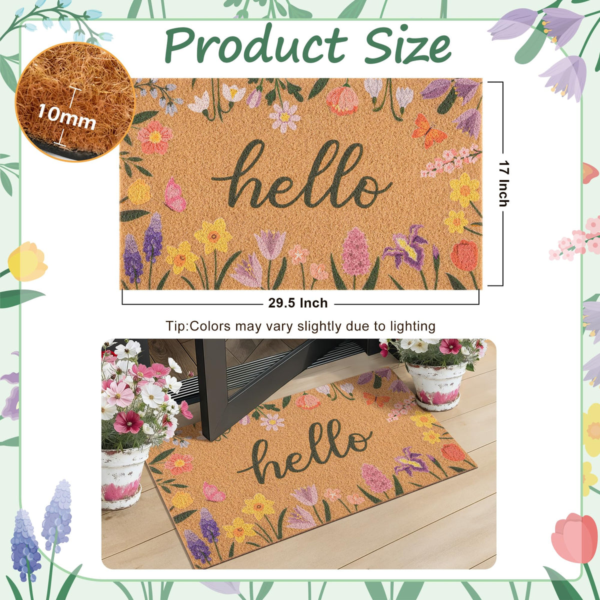 Fttoyoly door mat durable non-slip backing stays flat for safe, stable footing at the doorway