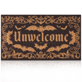 Fttoyoly Gothic Bat Doormat with unwelcoming design helps curb dirt at the threshold.