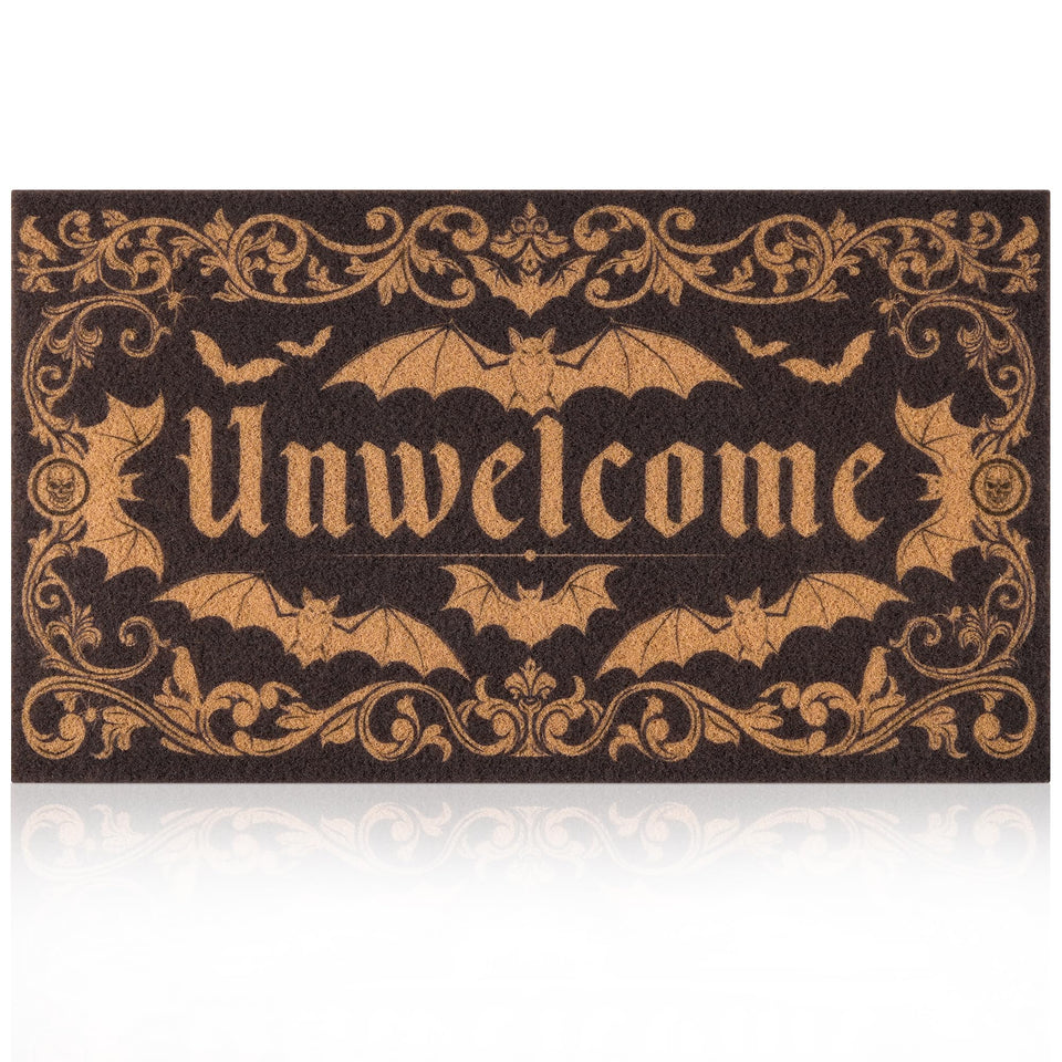 Fttoyoly Gothic Bat Doormat with unwelcoming design helps curb dirt at the threshold.