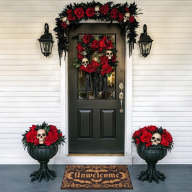 Fttoyoly outdoor indoor doormat features bats and skulls for moody porch aesthetics.