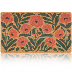 Fttoyoly Spring Door Mat with California poppies; durable outdoor decor that welcomes guests.
