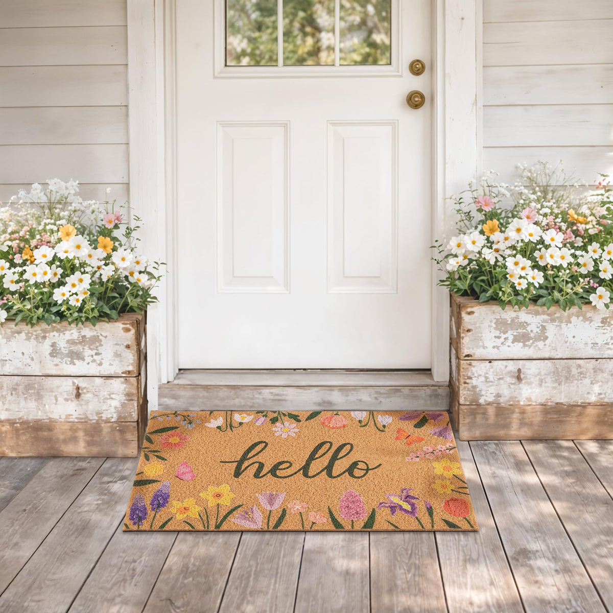 Fttoyoly spring door mat size 17x29.5 inches fits standard entryways with presentable coverage
