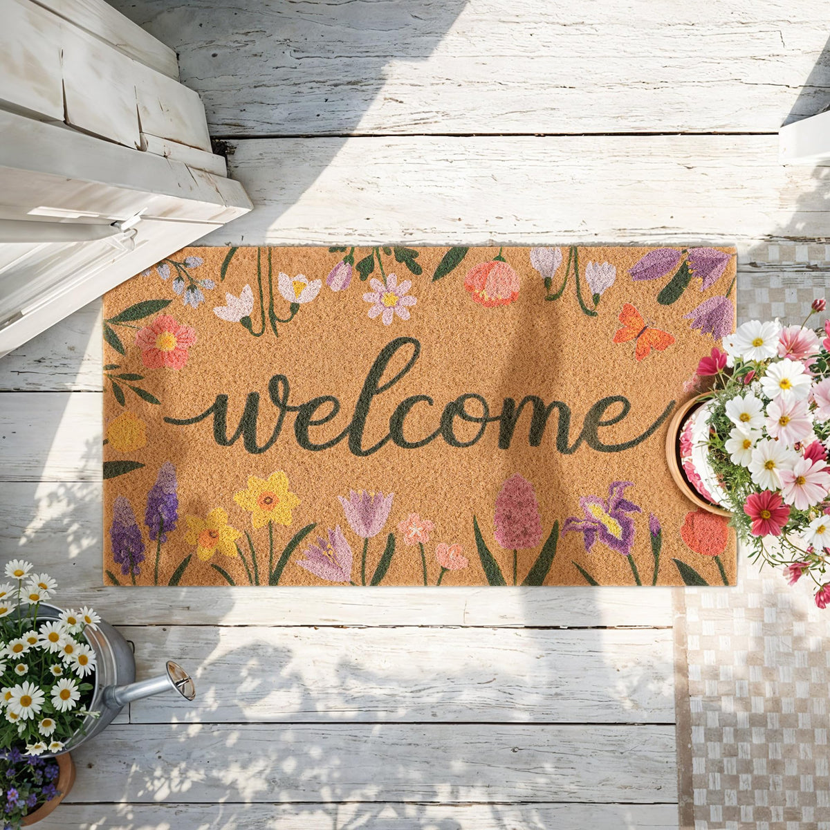 Versatile entry mat for front doors, patios, and mudrooms.