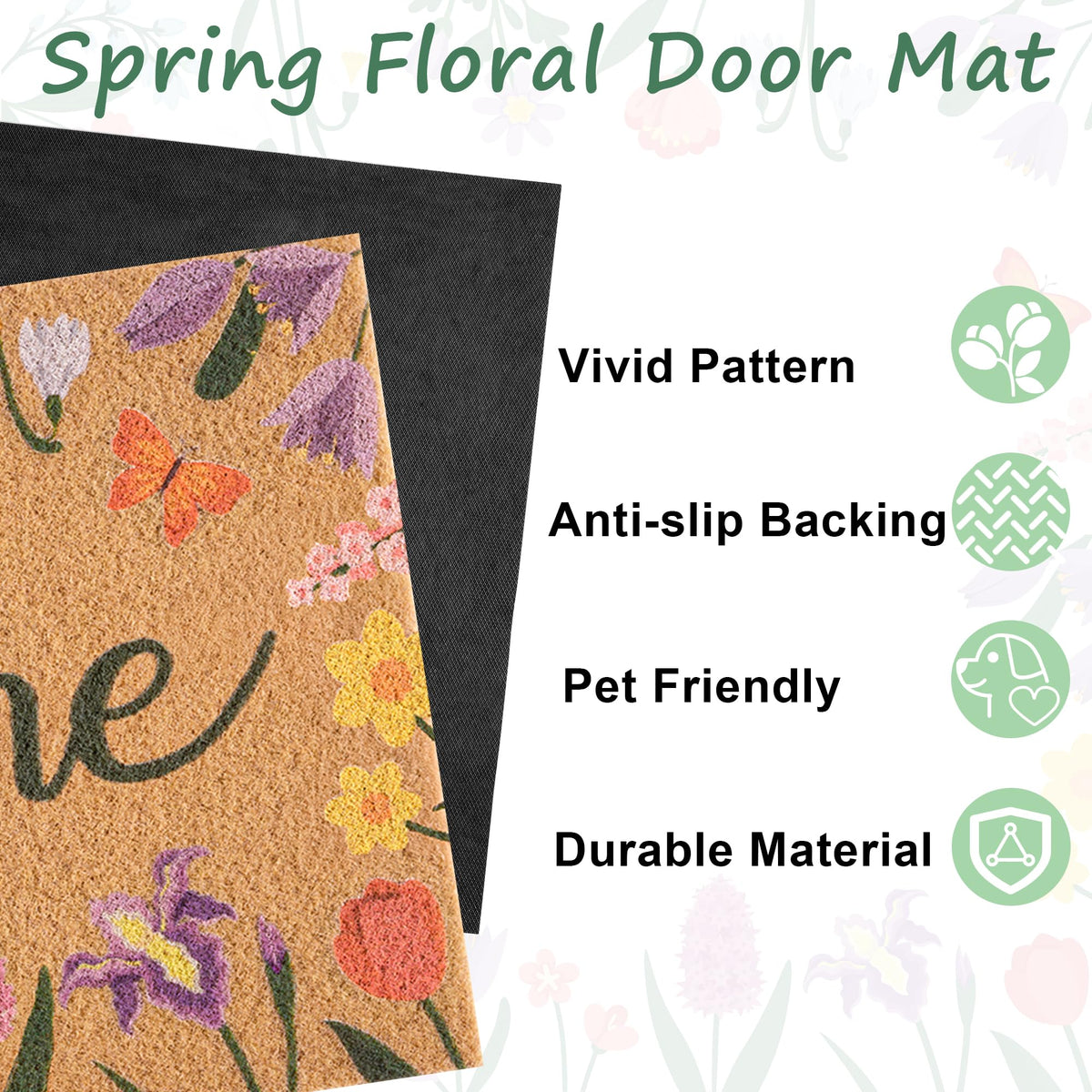 Non-slip backing keeps Fttoyoly mat flat on busy doorsteps.