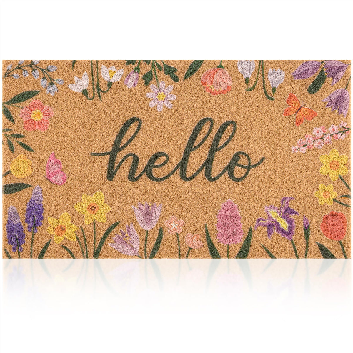 Fttoyoly spring door mat with wildflowers border greets guests with vibrant color and seasonal charm
