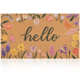 Fttoyoly spring door mat with wildflowers border greets guests with vibrant color and seasonal charm
