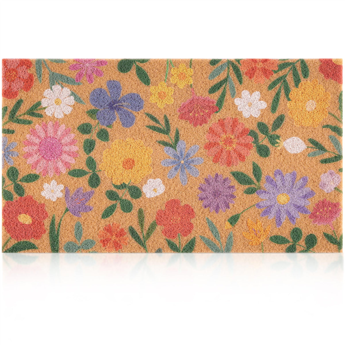 Fttoyoly spring floral door mat at the front door, welcoming color and dirt trapping