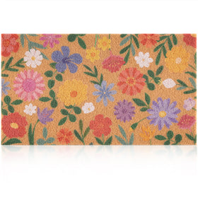 Fttoyoly spring floral door mat at the front door, welcoming color and dirt trapping