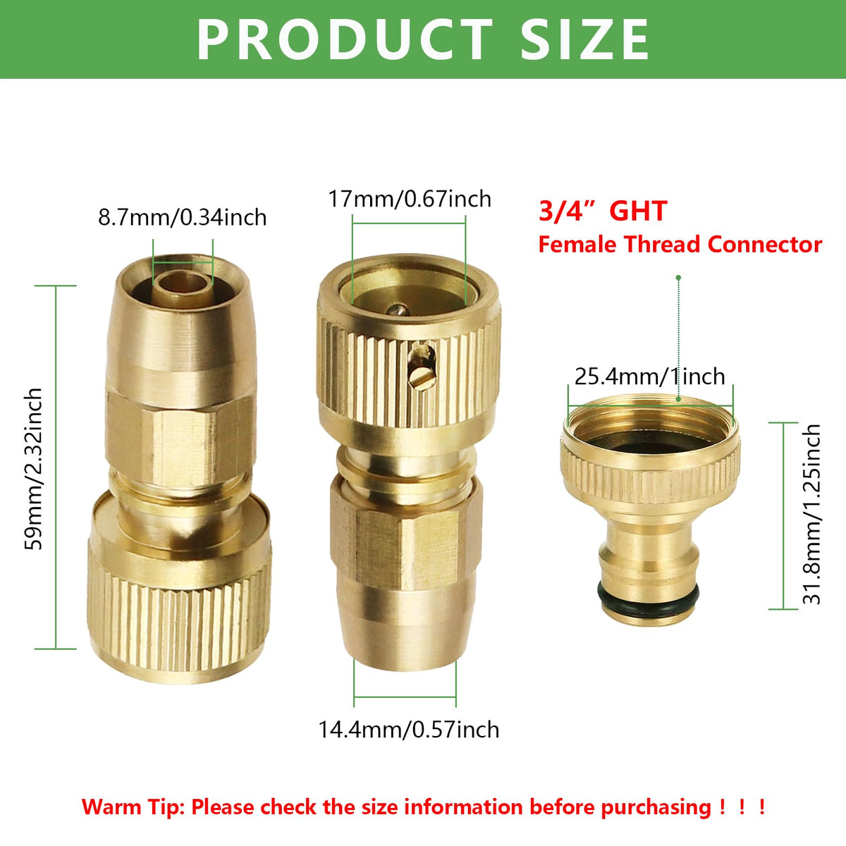 FUATY brass quick-connect fittings close-up for fast, tool-free hose connections.
