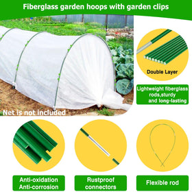FuBegi 60pcs hoops set with connectors and clips enables DIY grow tunnels.