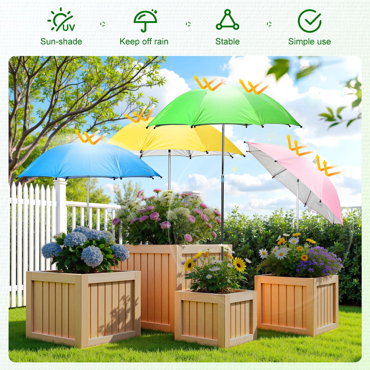 FuBegi adjustable-angle plant umbrella providing versatile outdoor shade.