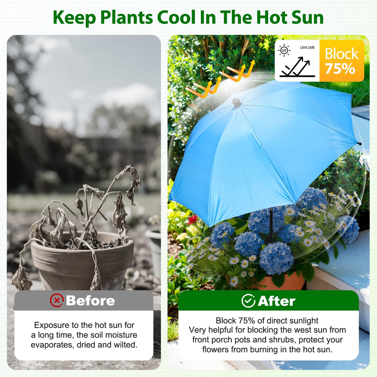 FuBegi easy-installation stake umbrella helps quick setup.