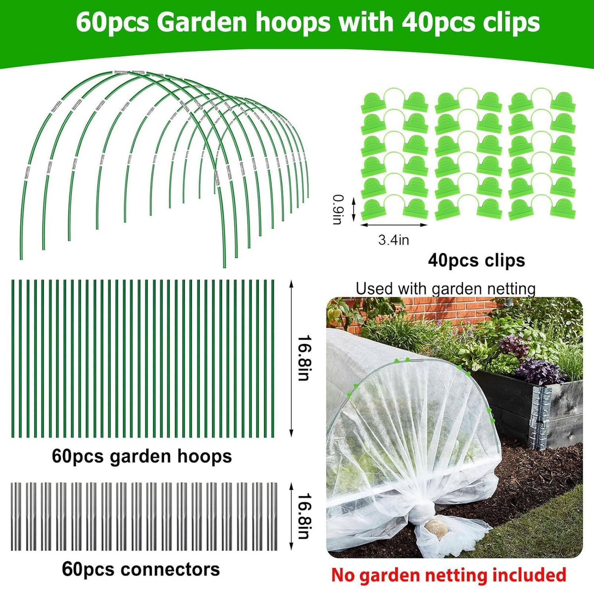 FuBegi fiberglass garden tunnel hoops resist rust for outdoor durability.