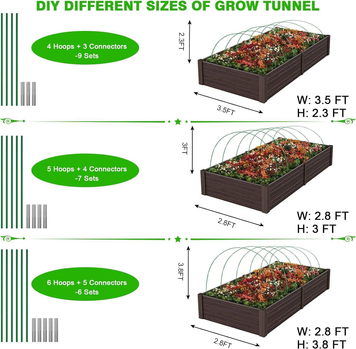 FuBegi garden netting attachments provide flexible support for season-long crops.
