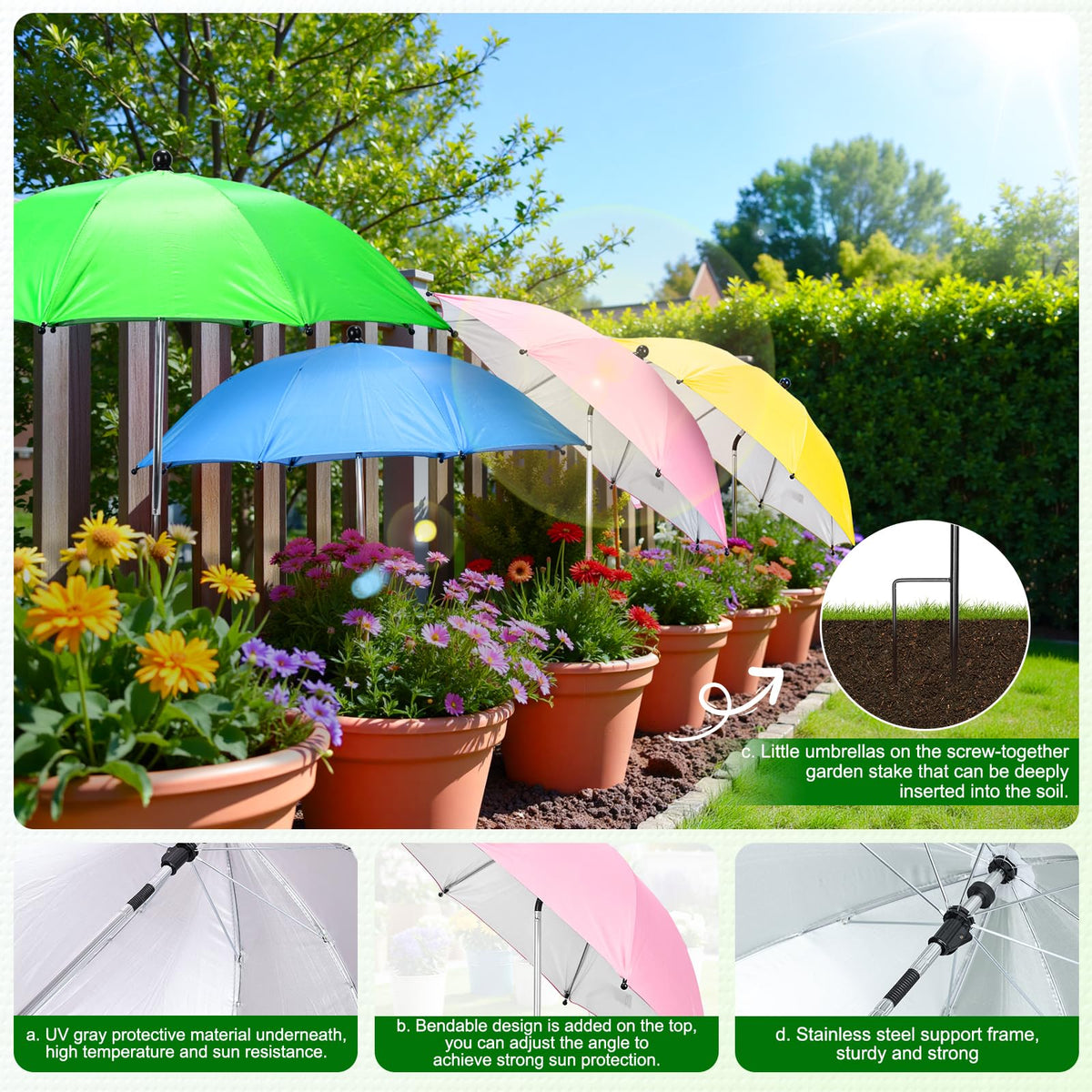 FuBegi UV-protective material underneath the umbrella blocks sun.