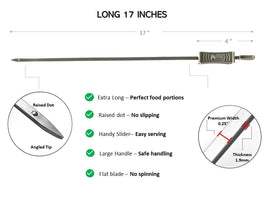Fuego Grills Skewers made of 304 stainless steel resist rust.