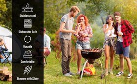 Fuego Grills Skewers maintain alignment for easy flipping.