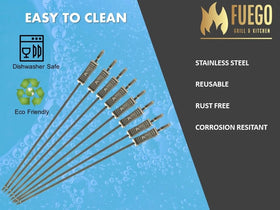 Fuego Grills Skewers reusable and dishwasher-safe for daily use.