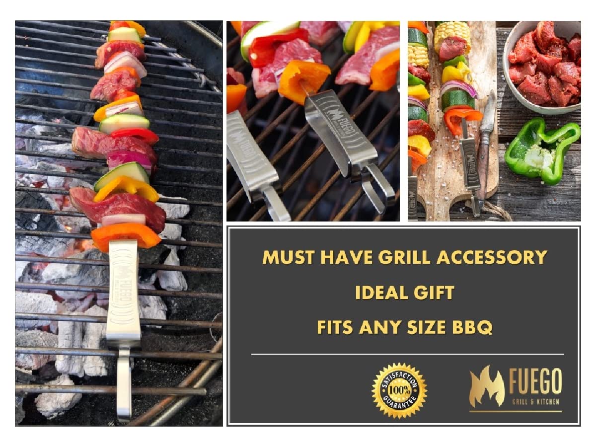 Fuego Grills Skewers include a storage pouch for organized transport.