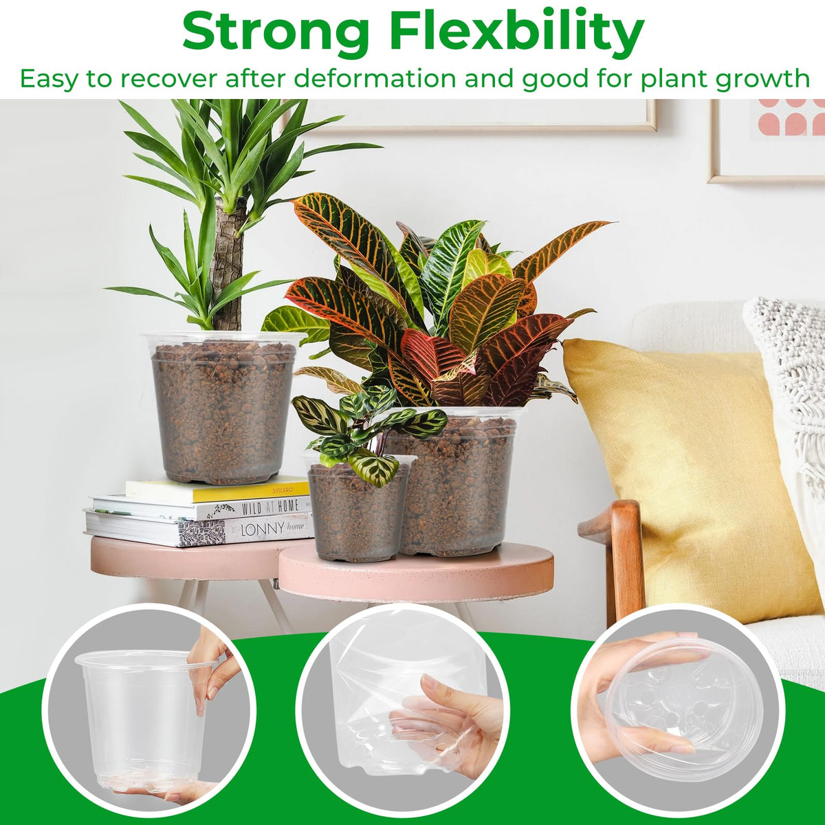 FUIJOL 12-inch clear nursery pot with drainage for deep-rooted plants
