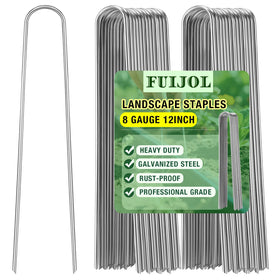 FUIJOL 8-gauge landscape staples in soil providing strong hold for weed barrier