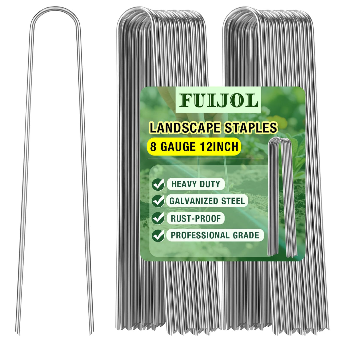 FUIJOL 8-gauge landscape staples 12-inch, sturdy for secure ground cover