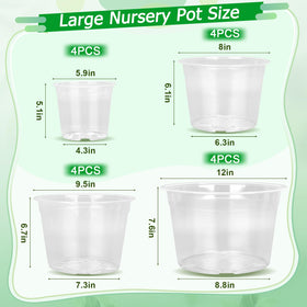 FUIJOL 8-inch clear nursery pot with drainage for airflow