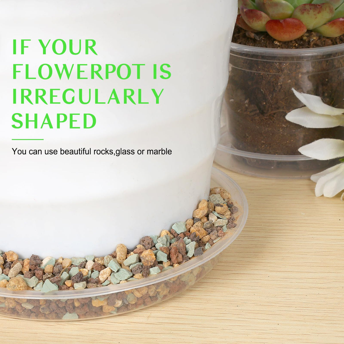 FUIJOL clear plant saucer works with varied pot diameters and setups