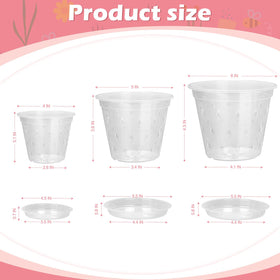 FUIJOL 5 inch clear orchid pot with saucer for easy drainage