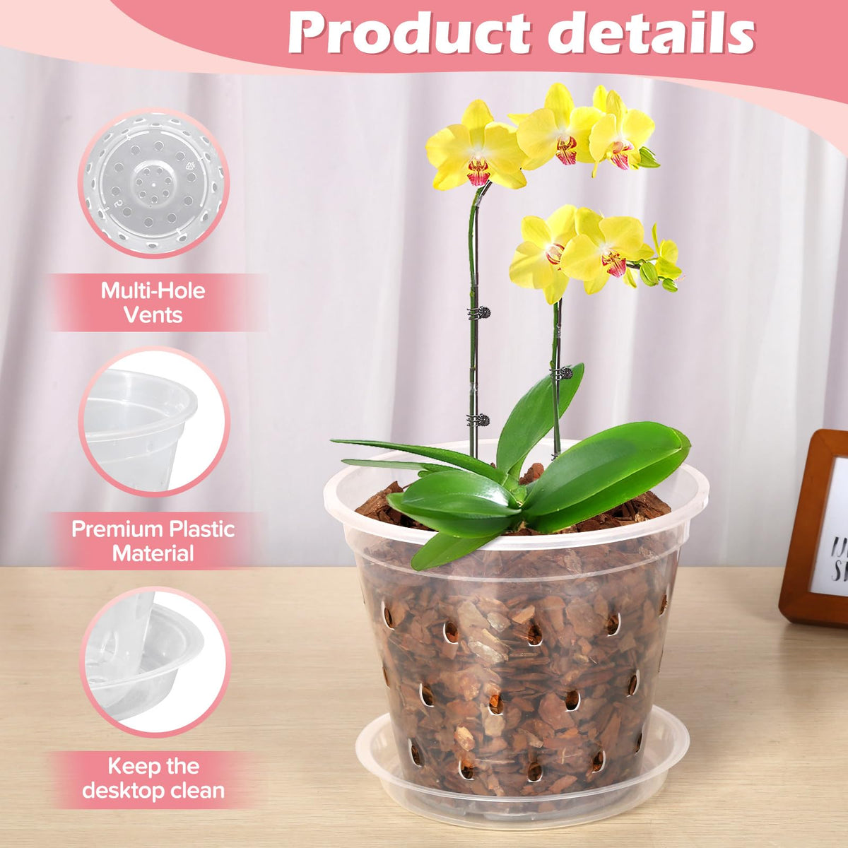 FUIJOL Orchid Pot transparent walls help monitor root health.