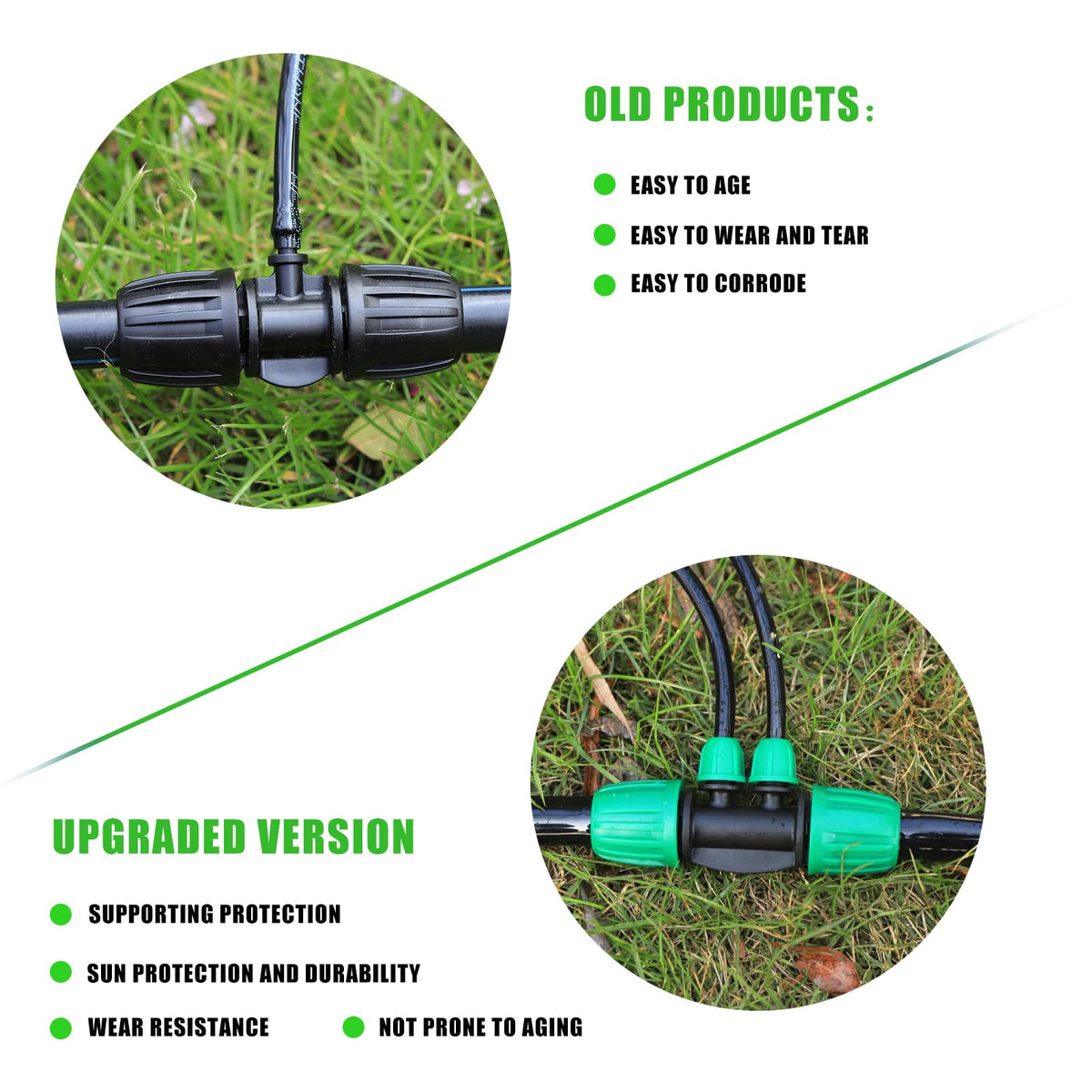 FULAIERGD 1-2in to 1-4in tubing adapter enables quick size reduction for drip layouts.