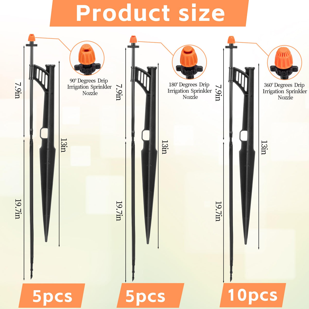 FULAIERGD 180-degree nozzle on stake for even garden bed irrigation