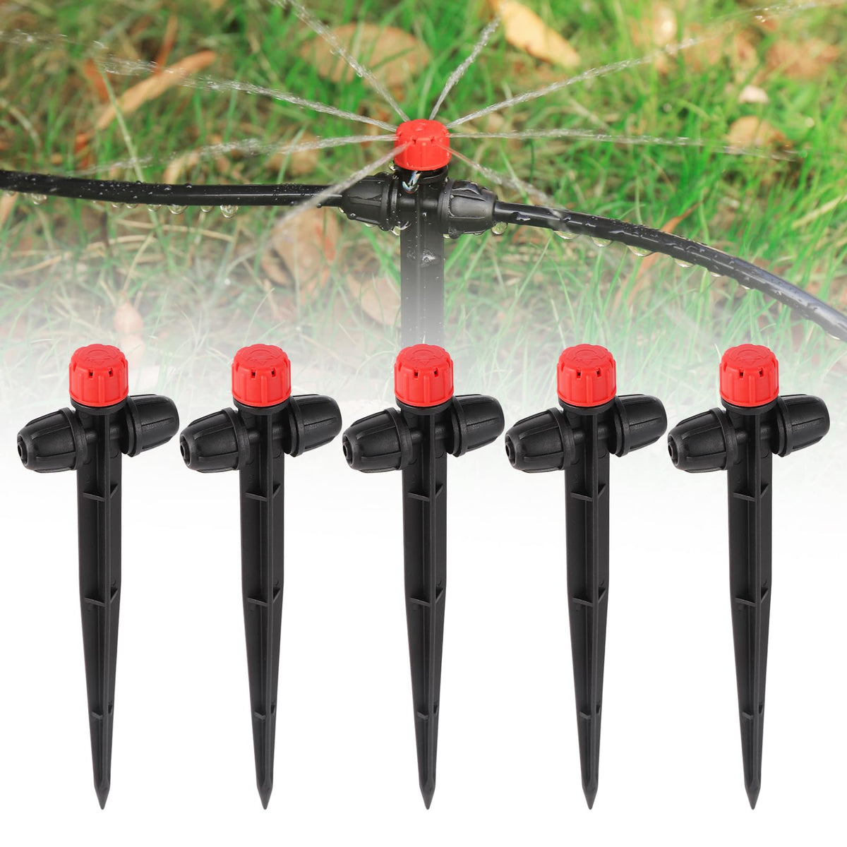 FULAIERGD 25 pack drip emitters attached to 1/4 inch tubing for precise irrigation