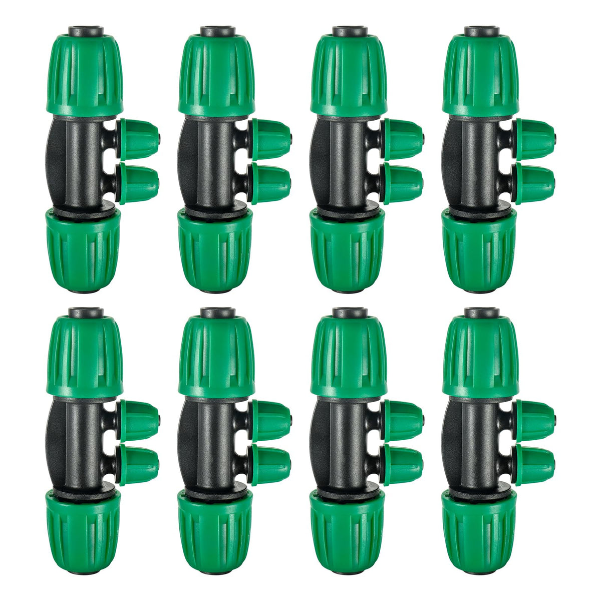 FULAIERGD 4-ways locked barbed drip tee connector for secure irrigation distribution.