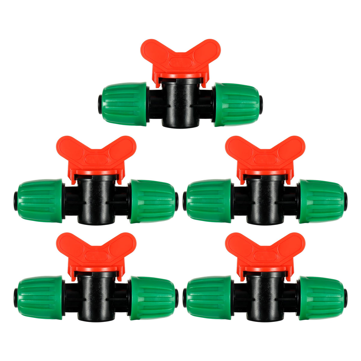 FULAIERGD five-pack half-inch drip irrigation valves for precise water control.