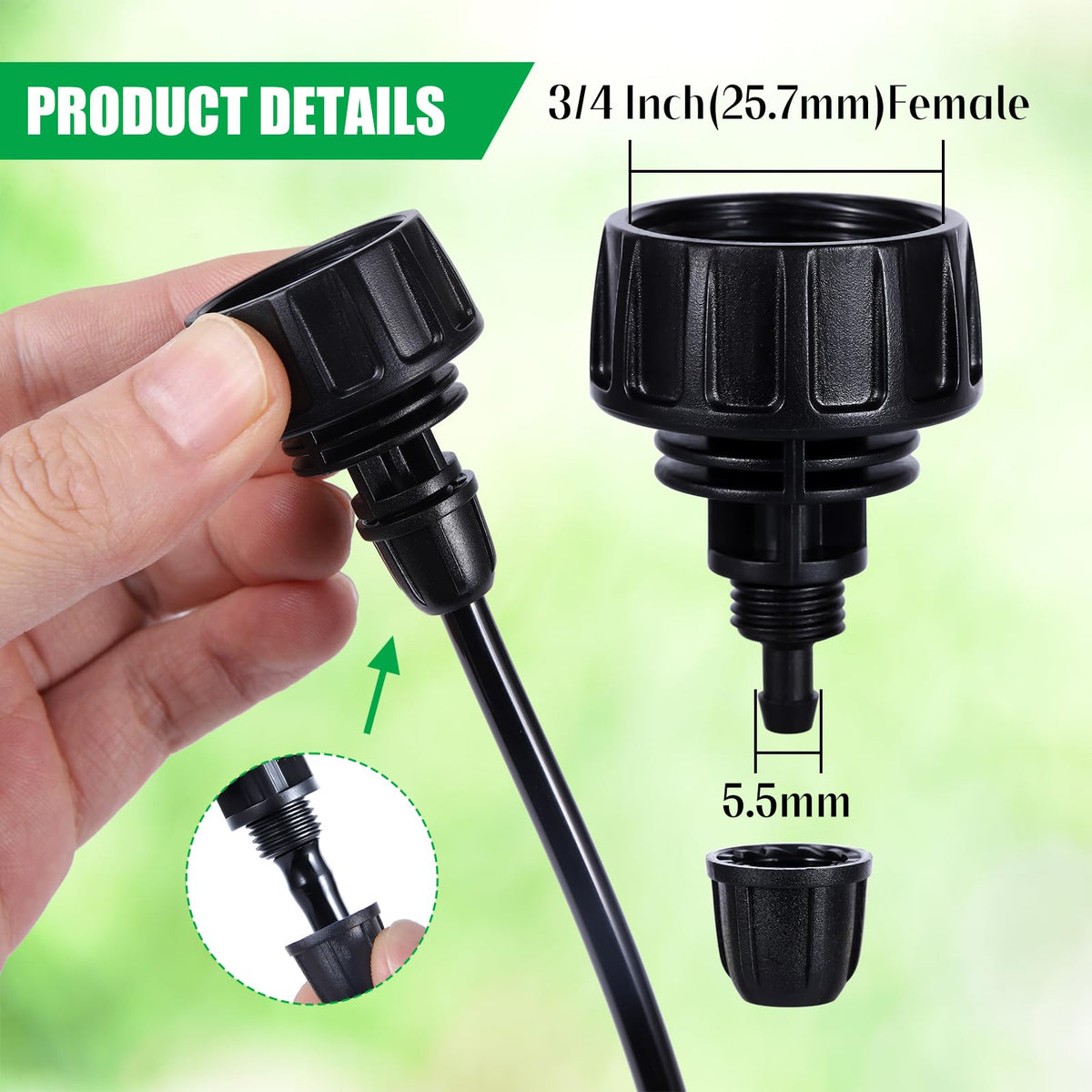 FULAIERGD barbed 1/4 inch tubing connection for secure drip irrigation.