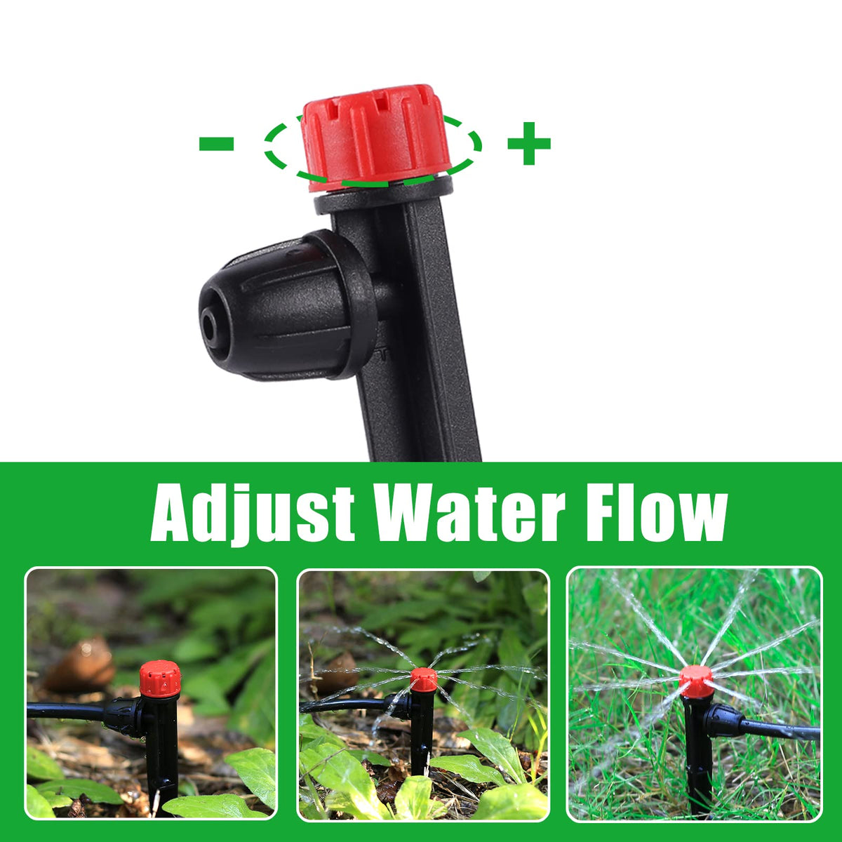 Fulaiergd adjustable flow illustration showing versatile watering patterns.