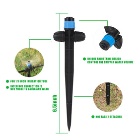 Fulaiergd stake attached emitter demonstrates adjustable flow for precise watering