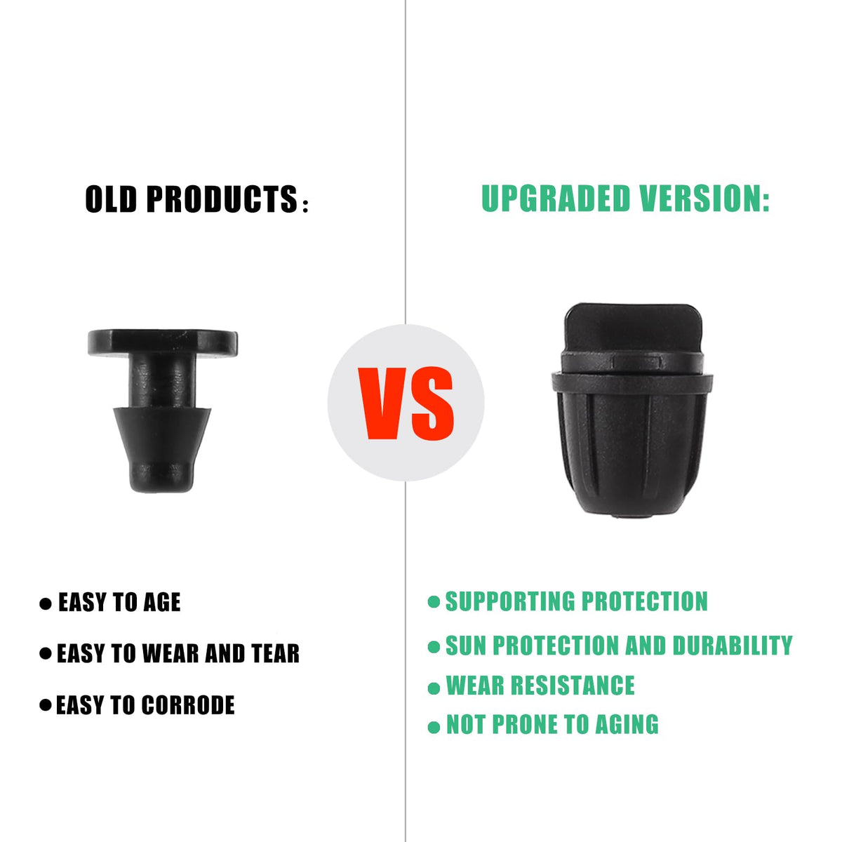 FULAIERGD easy-install end plugs provide secure fit with push-on barb.