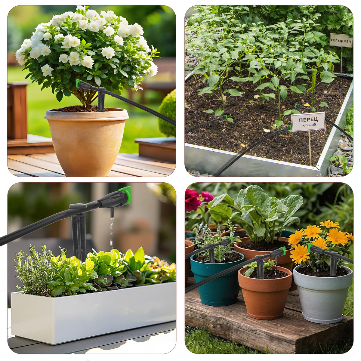 FULAIERGD irrigation solution for garden beds, lawns, and pots with controlled flow.