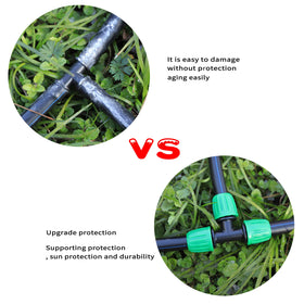 FULAIERGD irrigation kit installed around beds and pots for efficient plant care.