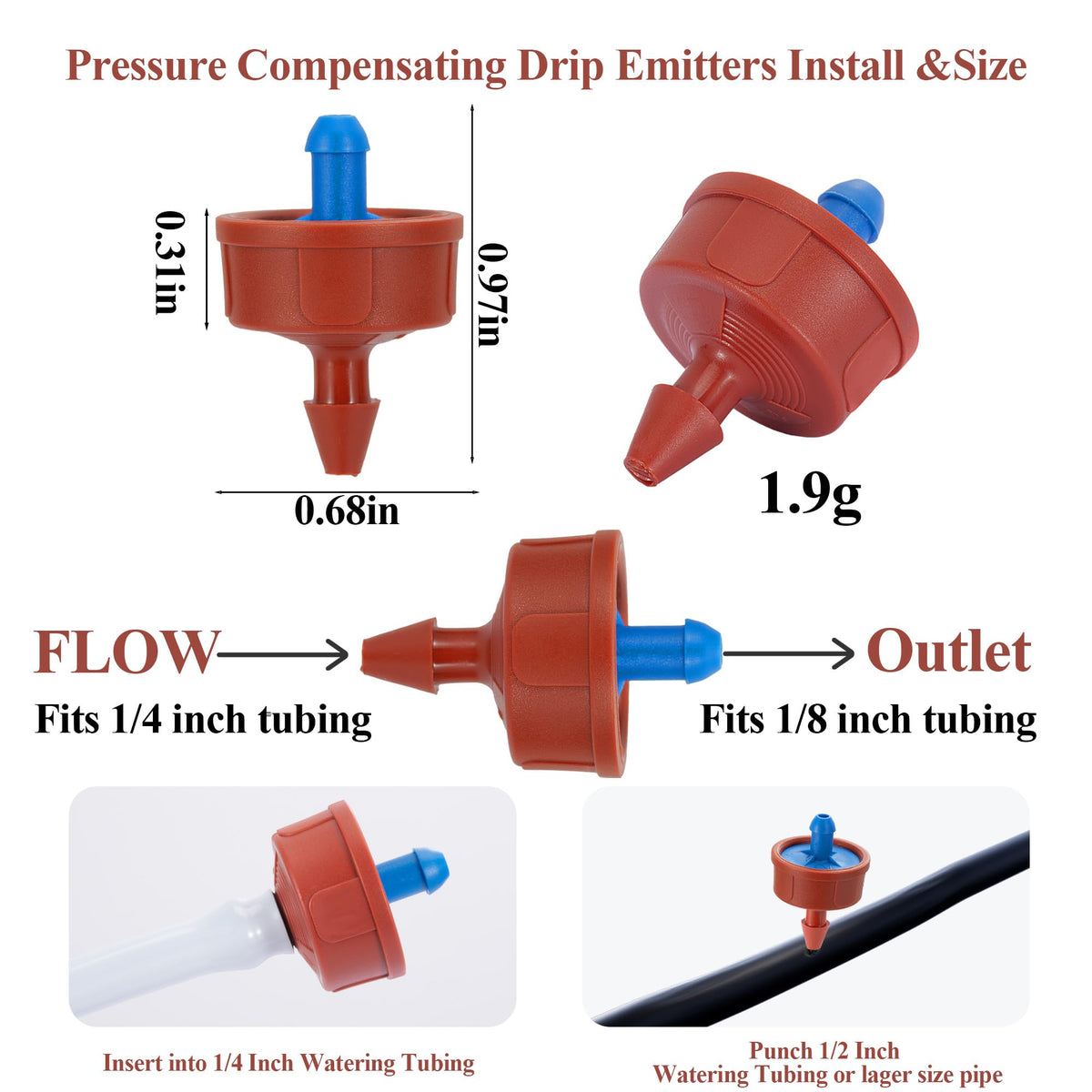 FulaierGD pressure-compensation dripper maintains steady flow under varying pressure