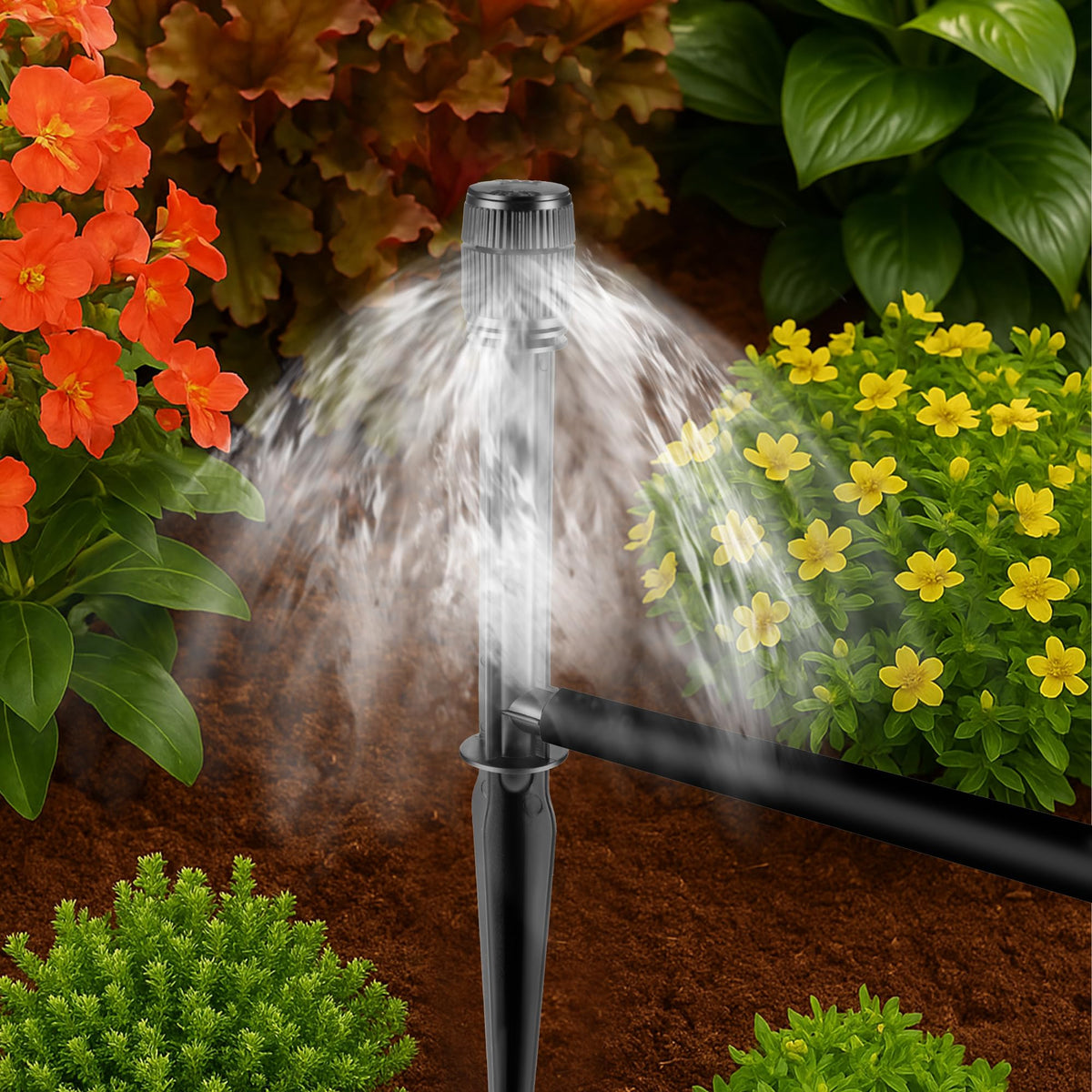 Fulaiergd water-saving bubbler system highlights efficient plant watering.