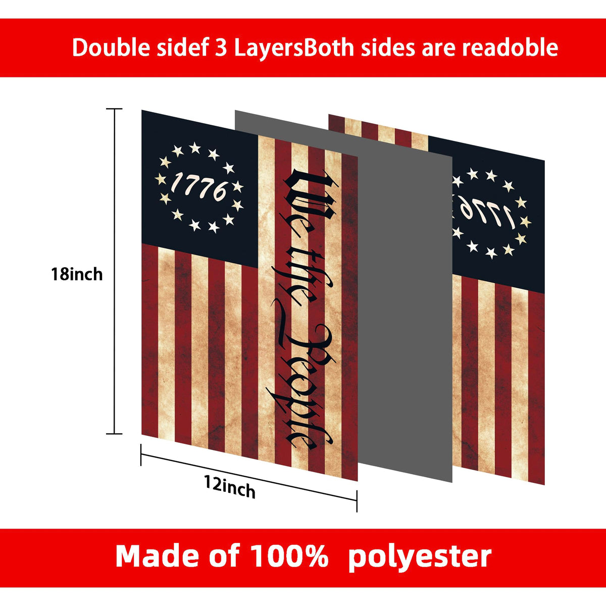 FULAISMGS Betsy Ross 13-star flag with clear double-sided print for yard display