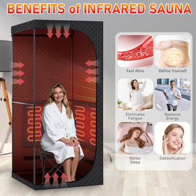 Fulove sauna interior shows roomy space for sitting or standing