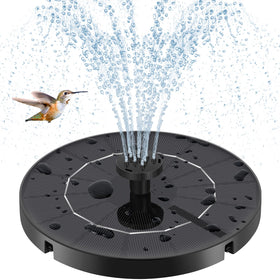 Fulsren solar fountain panel powering quick start-up in bright sun for bird baths.